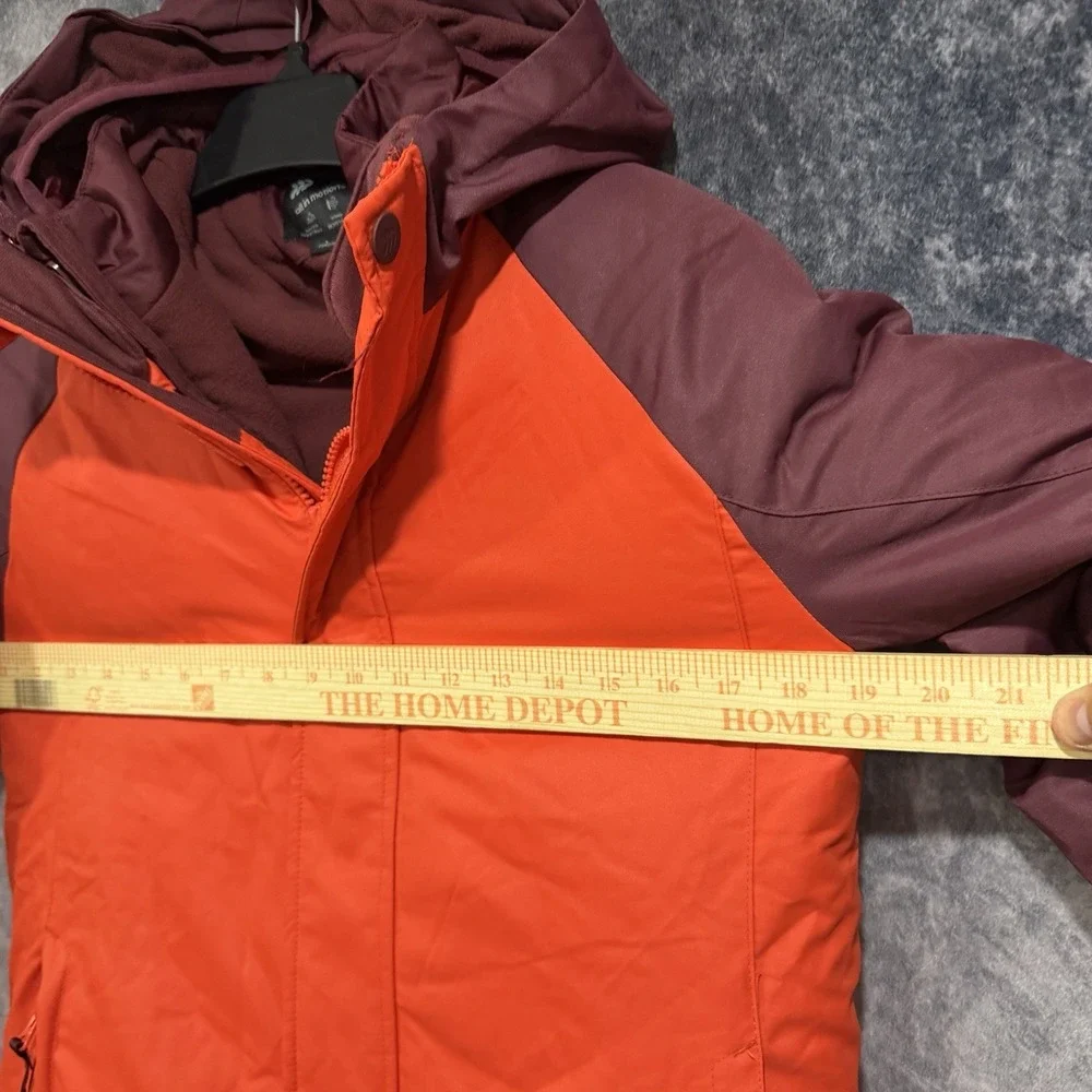 Boy's 3 In 1 Hooded Water Resistant Fleece Layered Coat Orange Burgundy L